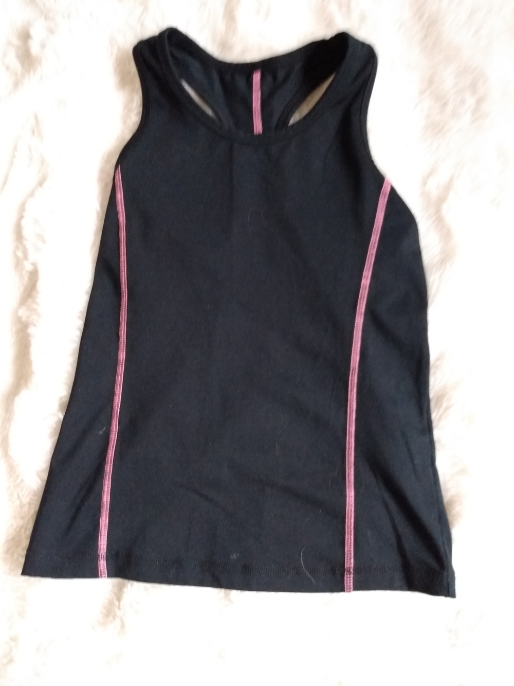 Black Tank Top with Pink Stitching - Unbranded